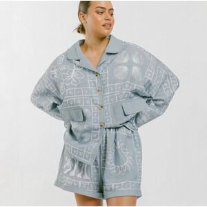 Lullaby Club | Lounge Set In Holiday Print Cotton Size XXL